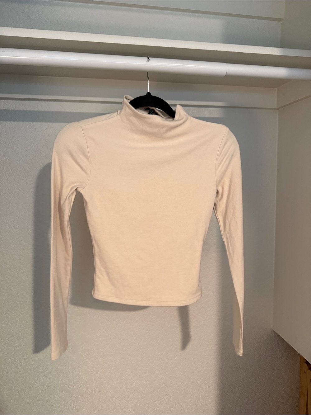 Express Cozy Body Contour Cream Mock Neck Long-Sleeve Top